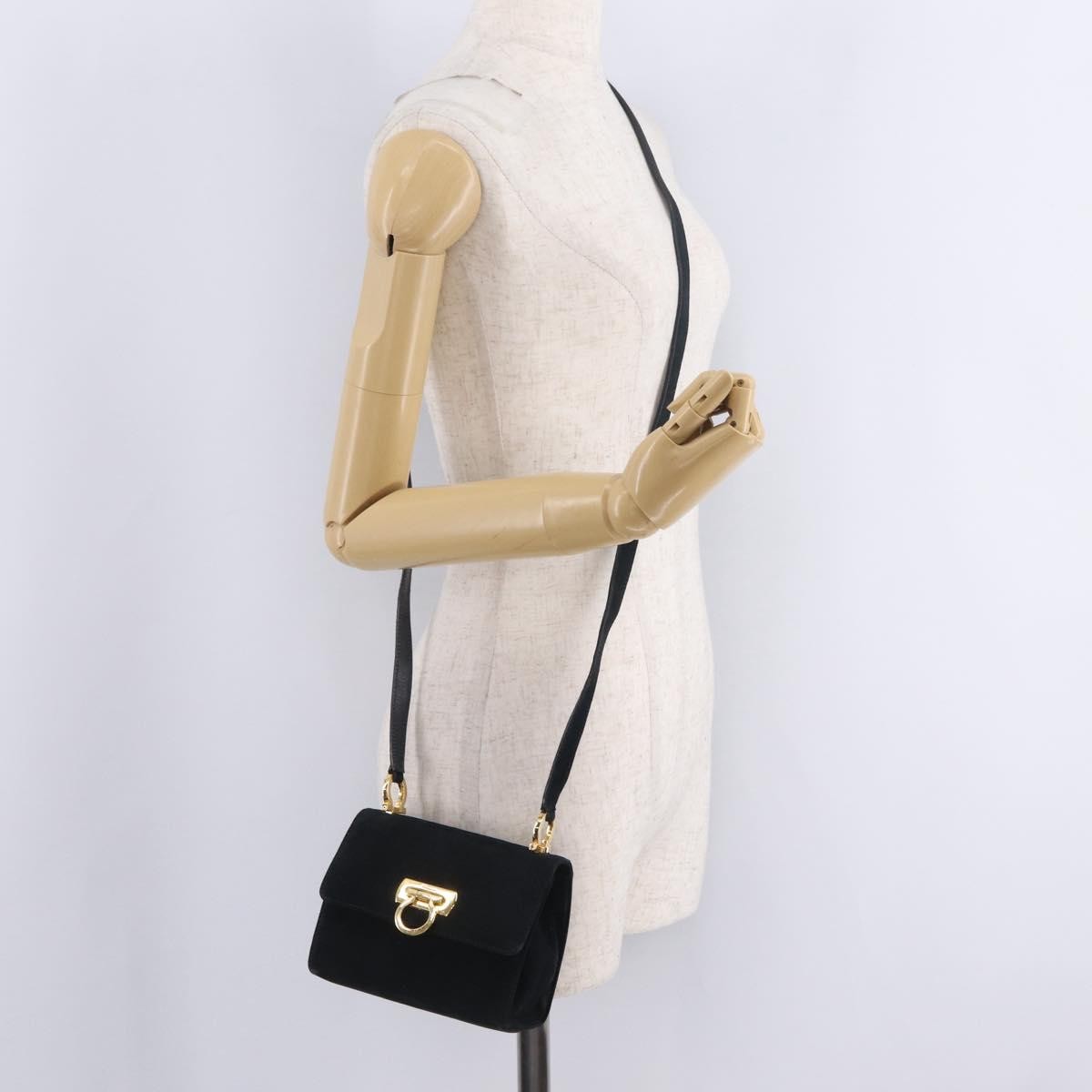 Salvatore Ferragamo Gancini Suede Navy Suede Crossbody Bag Bag (Pre-Owned)