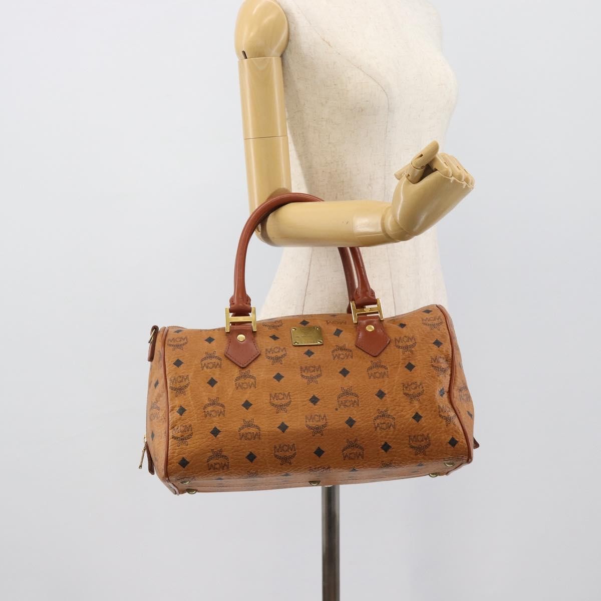 MCM Visetos Logogramme Leather Brown Leather Handbag (Pre-Owned)