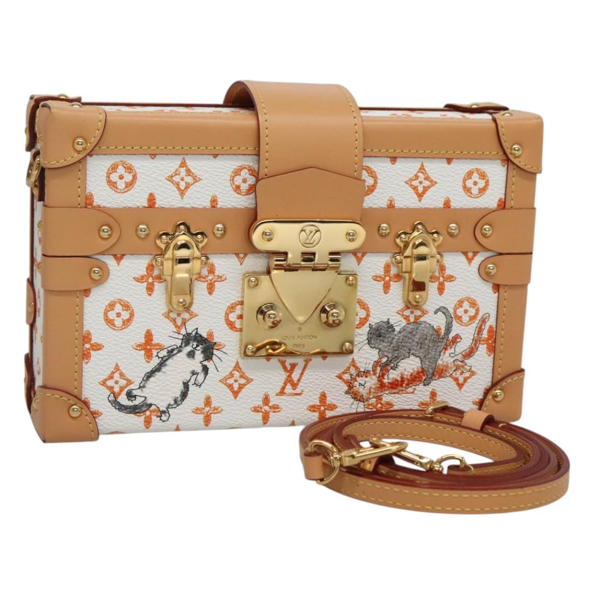 Louis Vuitton Petit Malle White Canvas Shoulder Bag (Pre-Owned)