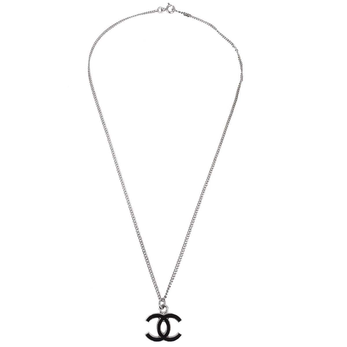 Chanel Cc Pendant Metal With Enamel Silver Silver_Plated Necklace Jewelry (Pre-Owned)