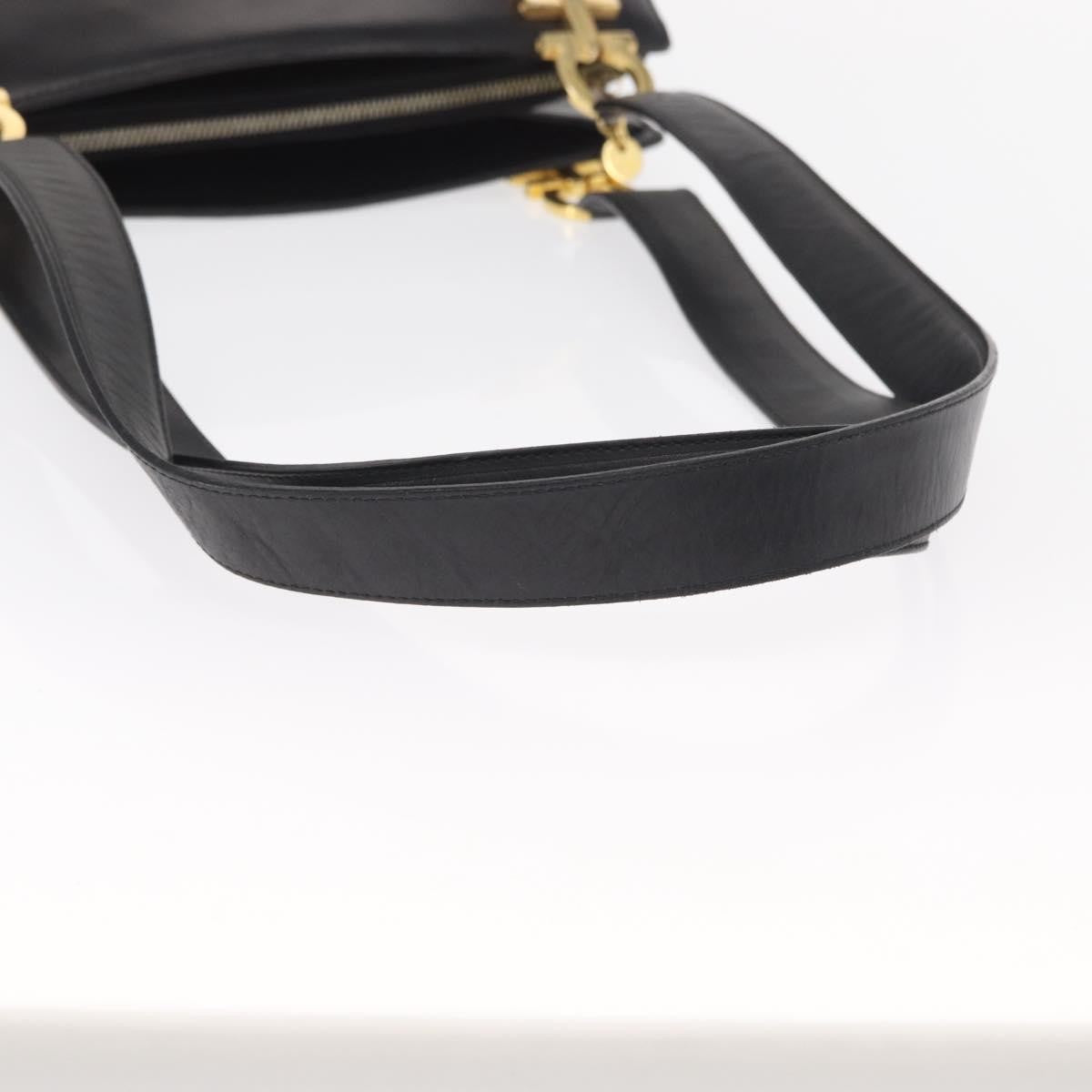 Salvatore Ferragamo Gancini Leather Black Leather Shoulder Bag Bag (Pre-Owned)