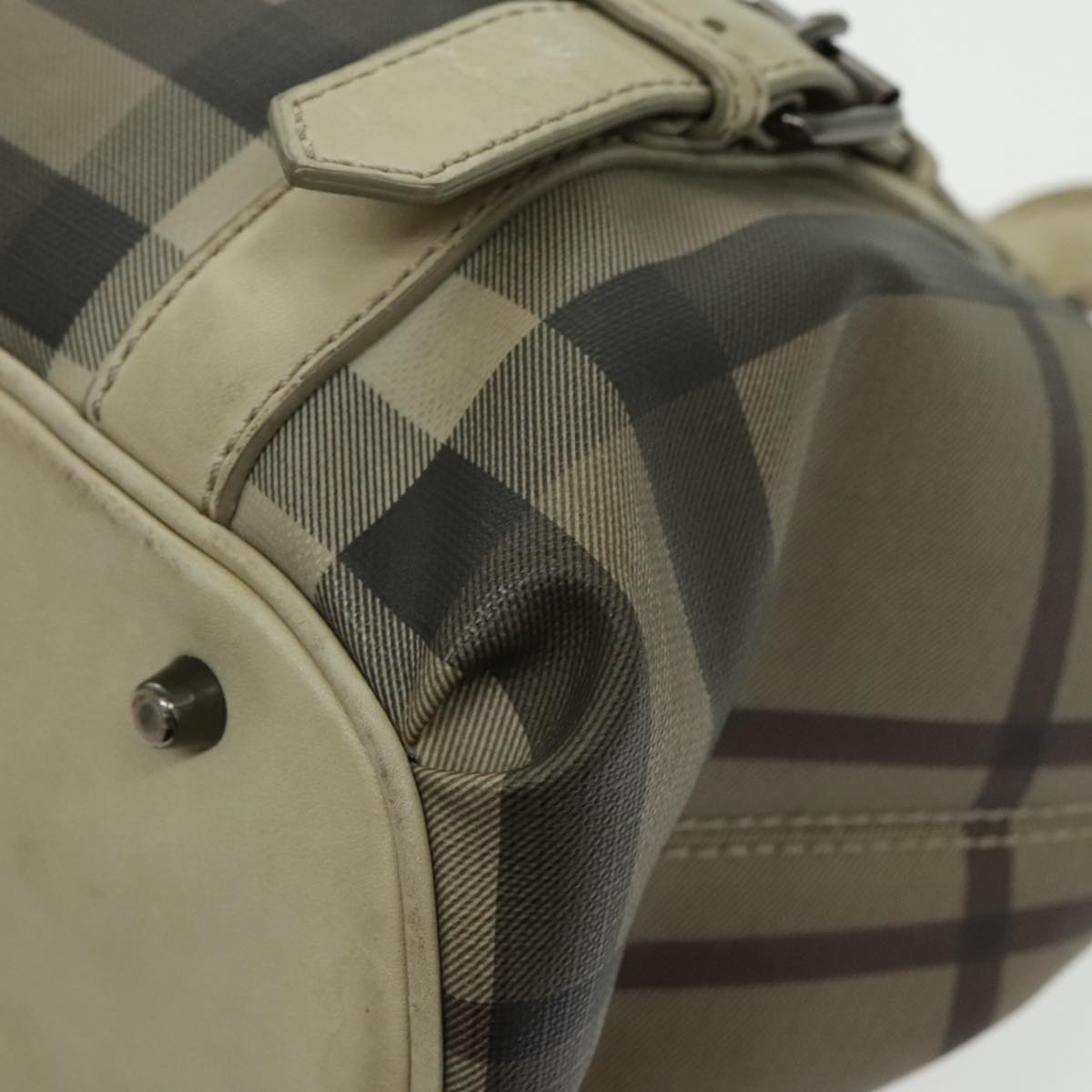 Burberry Nova Check Beige Canvas Handbag (Pre-Owned)