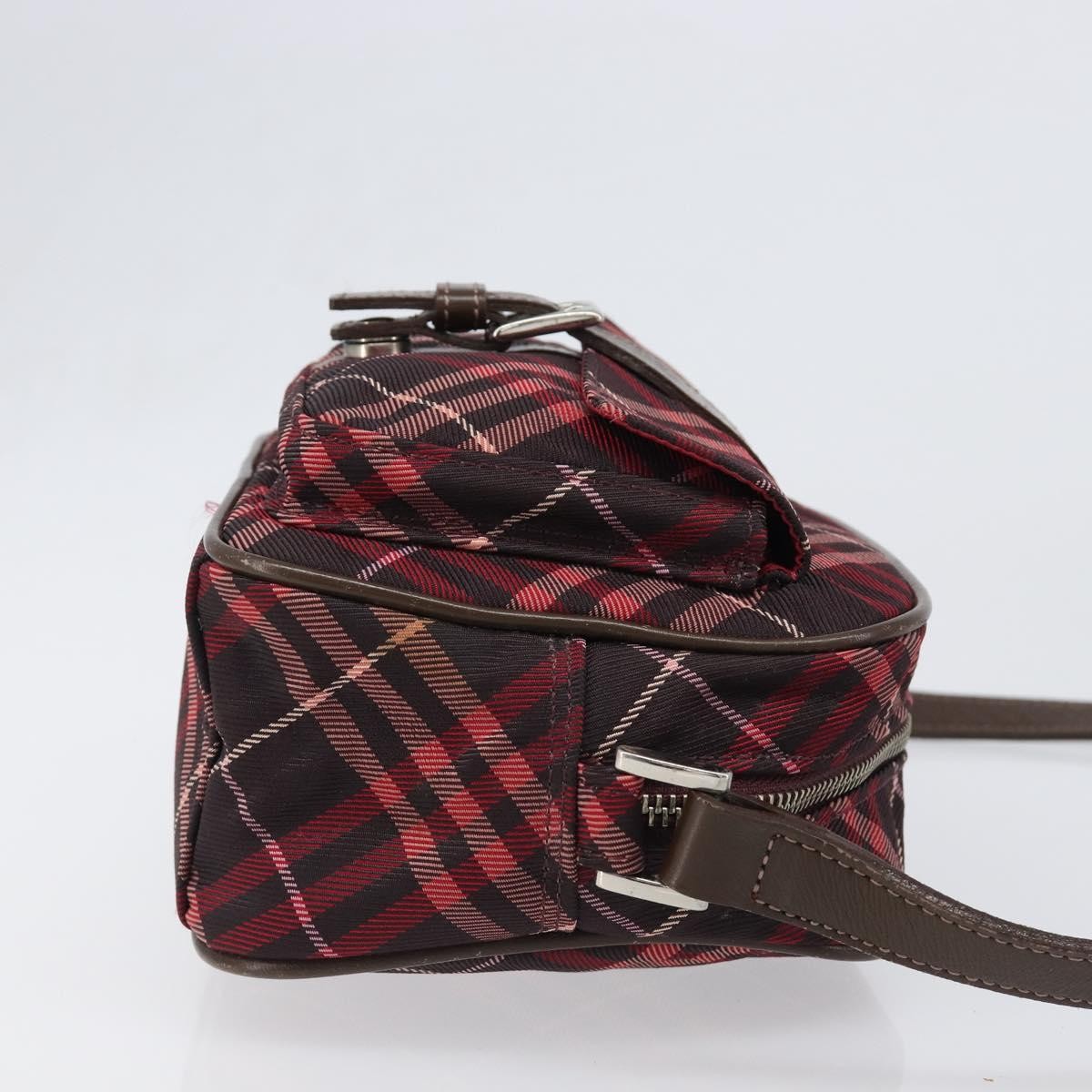 Burberry Nova Check Blue Label Nylon Burgundy Nylon Shoulder Bag Bag (Pre-Owned)
