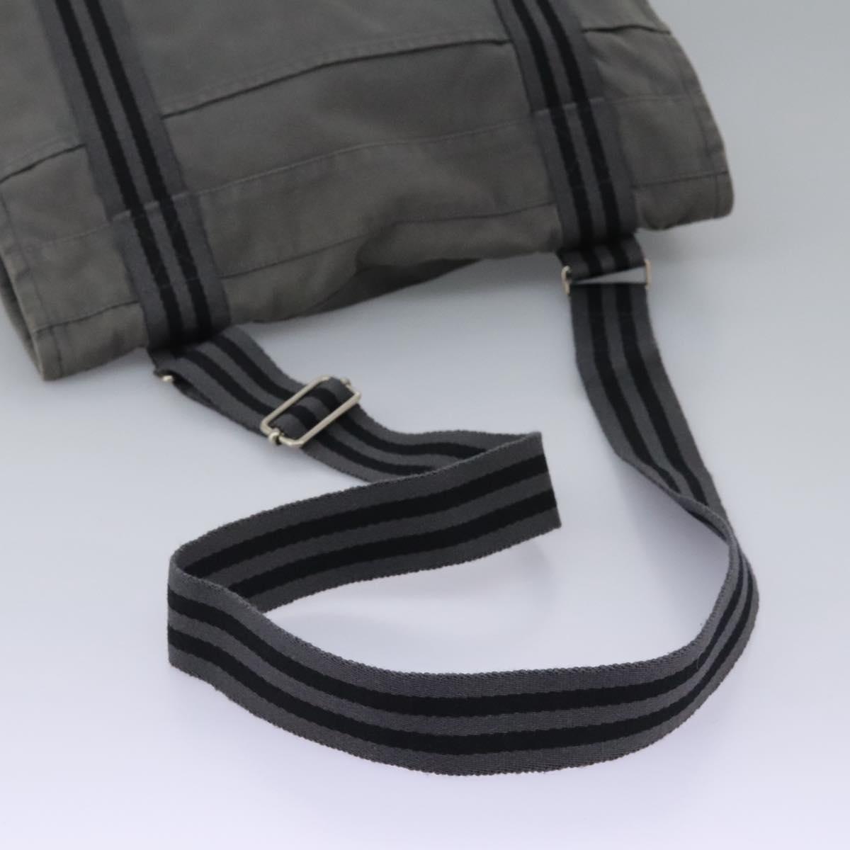 Hermès Herline Grey Canvas Shoulder Bag (Pre-Owned)
