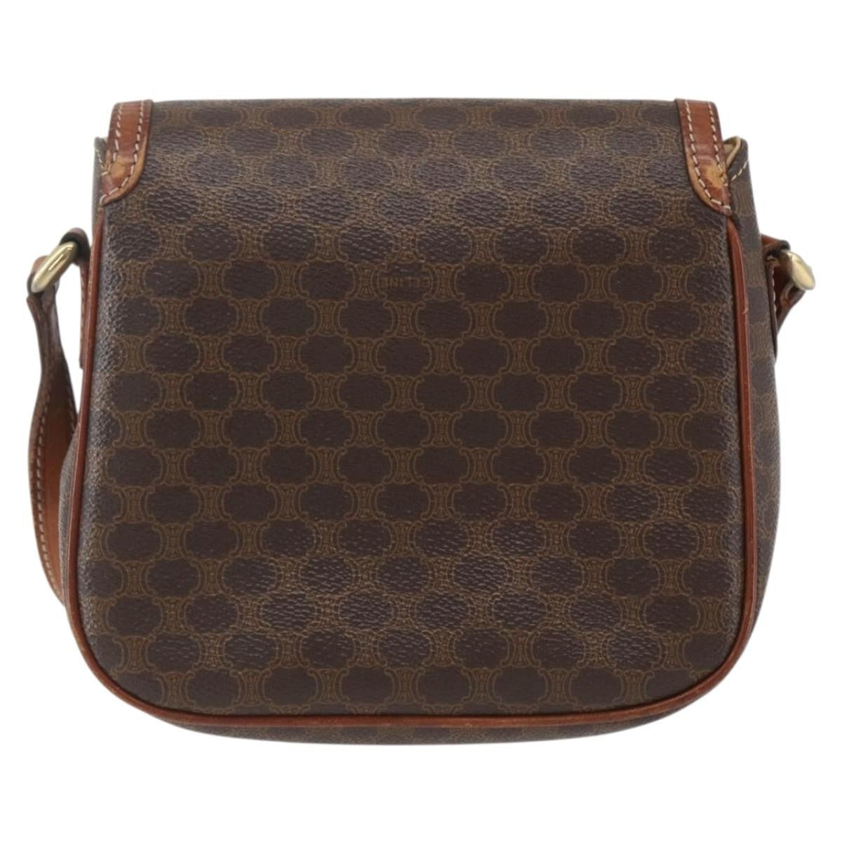 Celine Vintage Macadam Canvas And Leather Brown Canvas Shoulder Bag Bag (Pre-Owned)