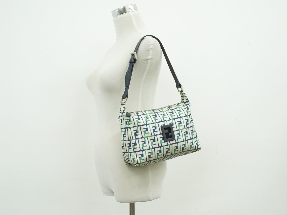 Fendi Mamma Baguette Zucca Jacquard Velvet Multicolour Canvas Shoulder Bag Bag (Pre-Owned)
