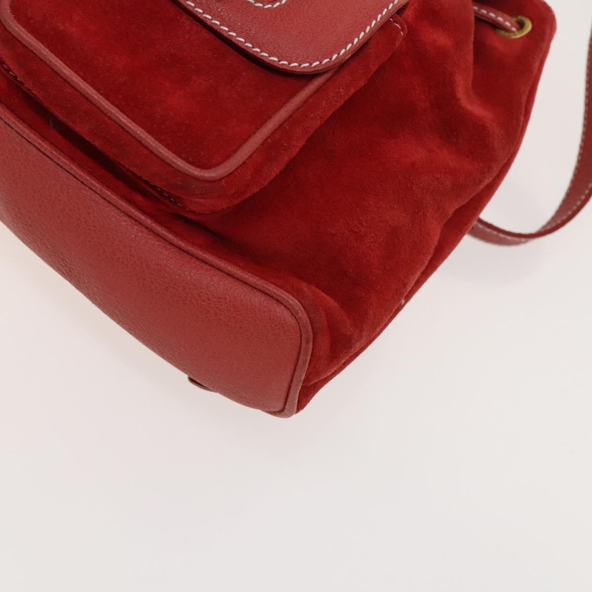 Gucci Bamboo Red Suede Backpack Bag (Pre-Owned)