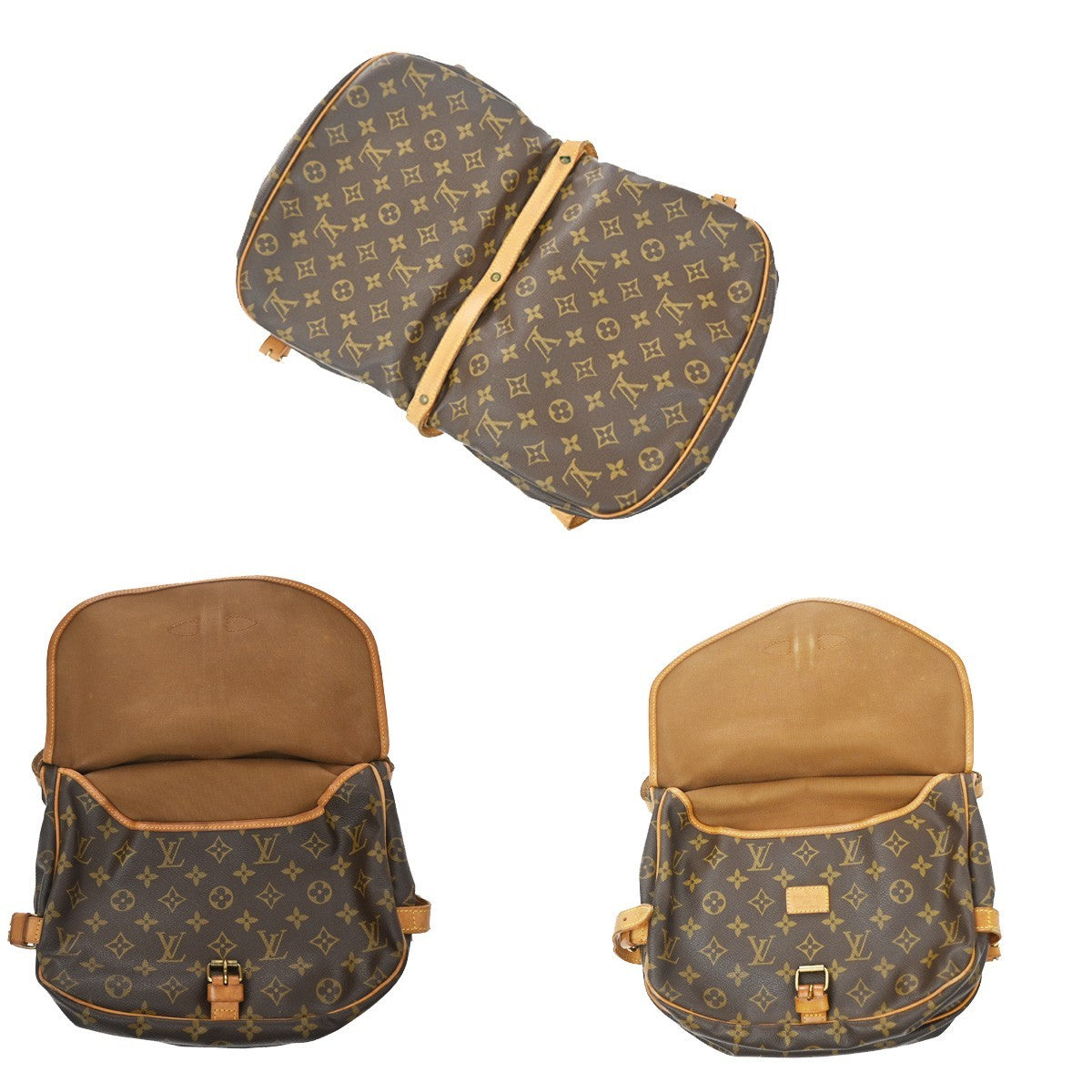 Louis Vuitton Saumur Monogram Brown Canvas Shoulder Bag Bag (Pre-Owned)