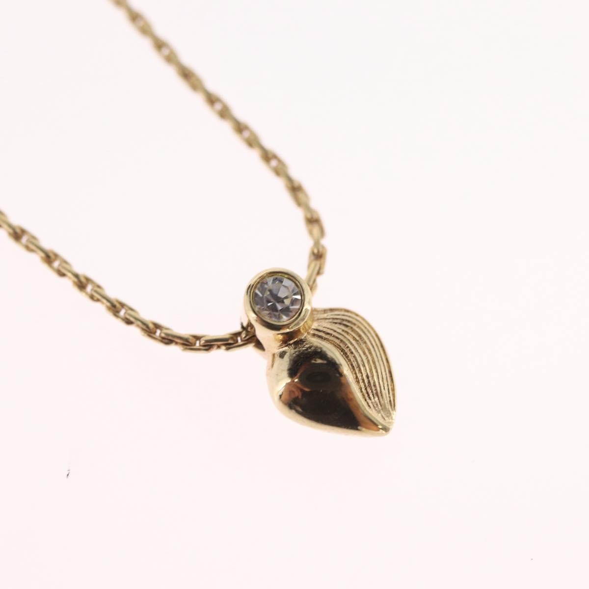 Christian Dior Logo Heart Pendant Metal Gold Metal Necklace Jewelry (Pre-Owned)