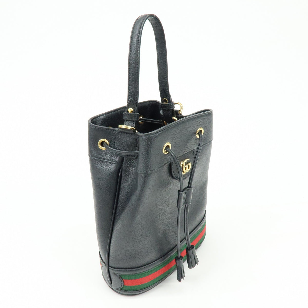 Gucci Ophidia Bucket Leather Black Leather Handbag (Pre-Owned)