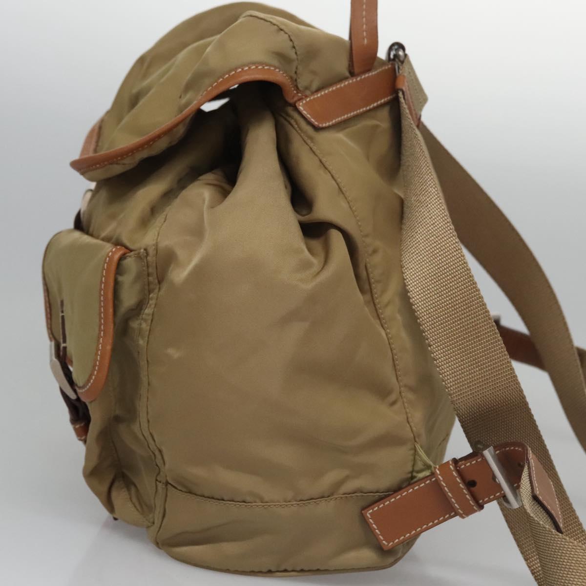 Prada Re-Nylon Khaki Synthetic Backpack Bag (Pre-Owned)