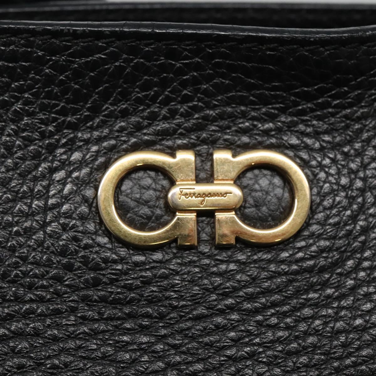 Salvatore Ferragamo Gancini Black Leather Handbag (Pre-Owned)