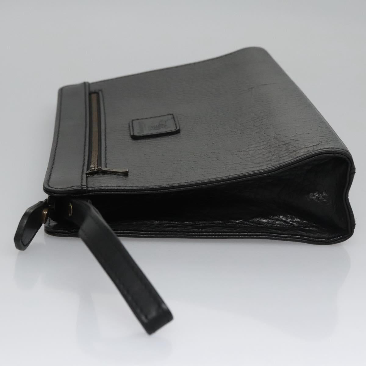 Burberry Check Link Black Leather Clutch Bag (Pre-Owned)