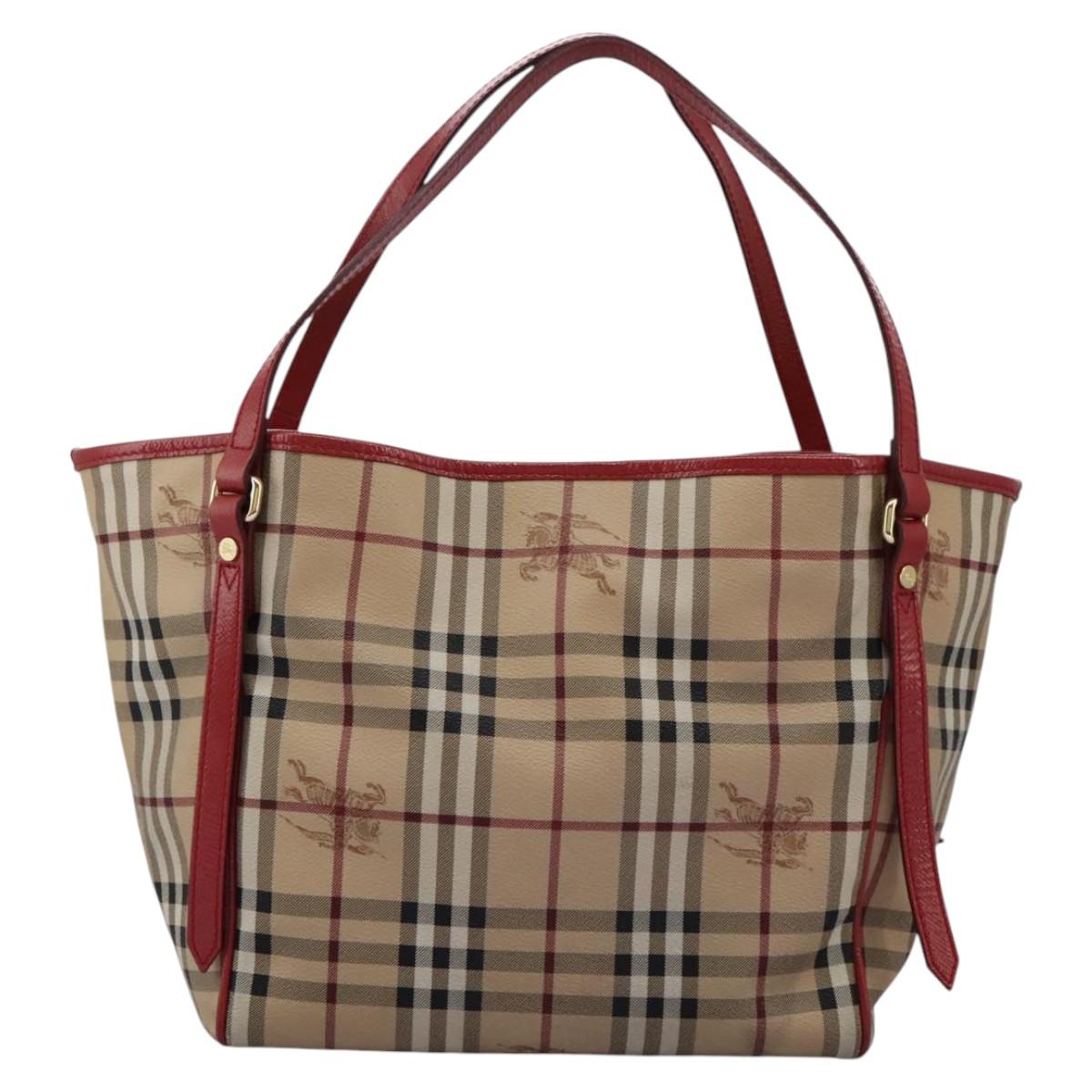 Burberry Haymarket Beige Canvas Tote Bag (Pre-Owned)