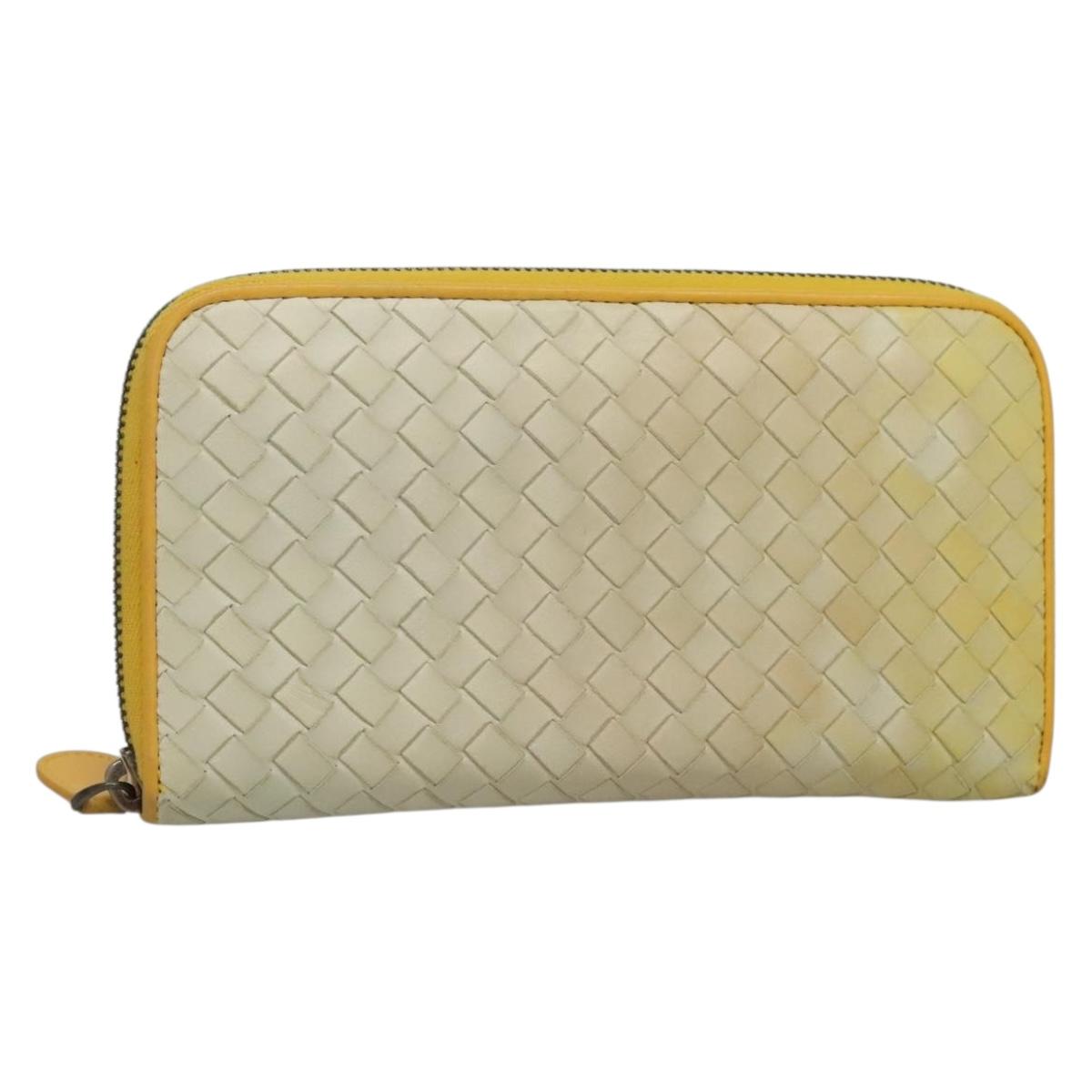 Bottega Veneta Intrecciato Yellow Leather Wallet (Pre-Owned)