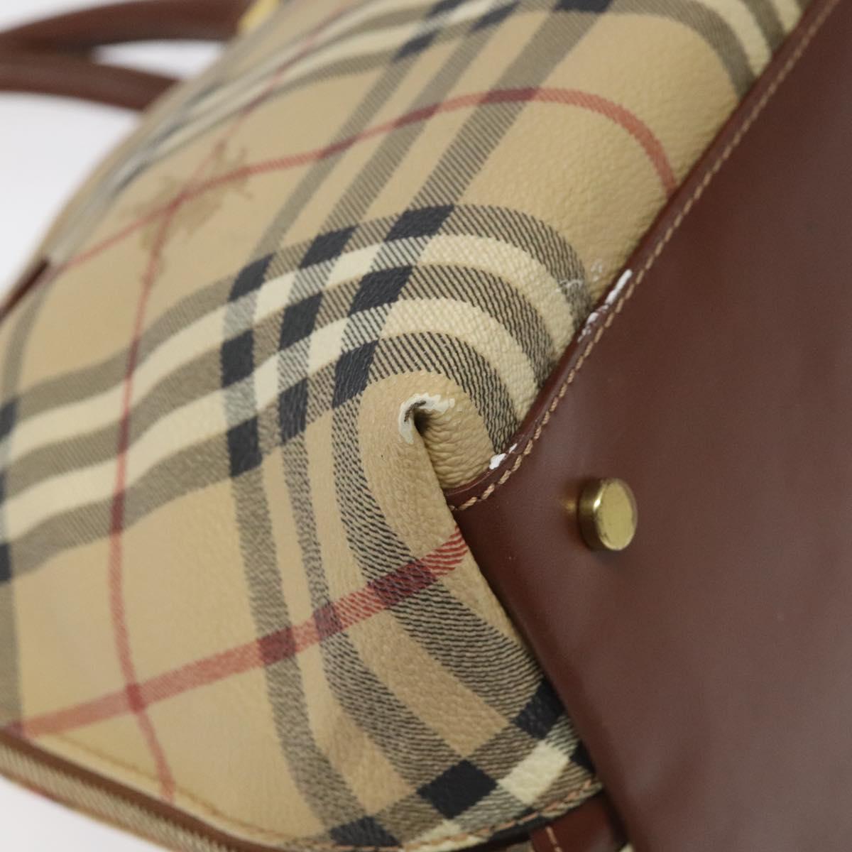 Burberry Nova Check Beige Canvas Handbag (Pre-Owned)