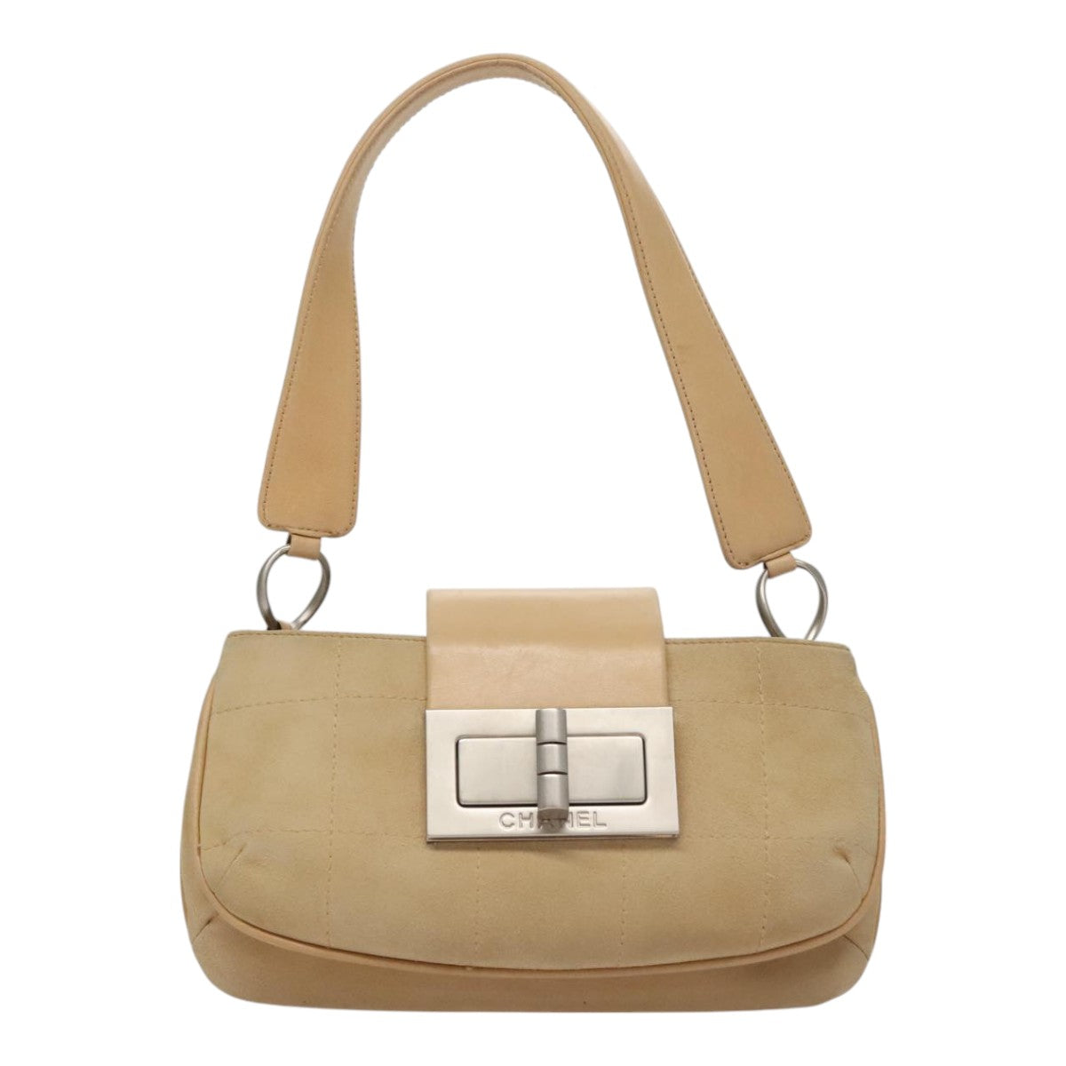 Chanel Chocolate Bar Beige Suede Shoulder Bag (Pre-Owned)