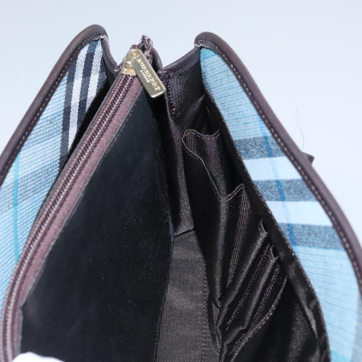 Burberry Nova Check Blue Canvas Handbag (Pre-Owned)