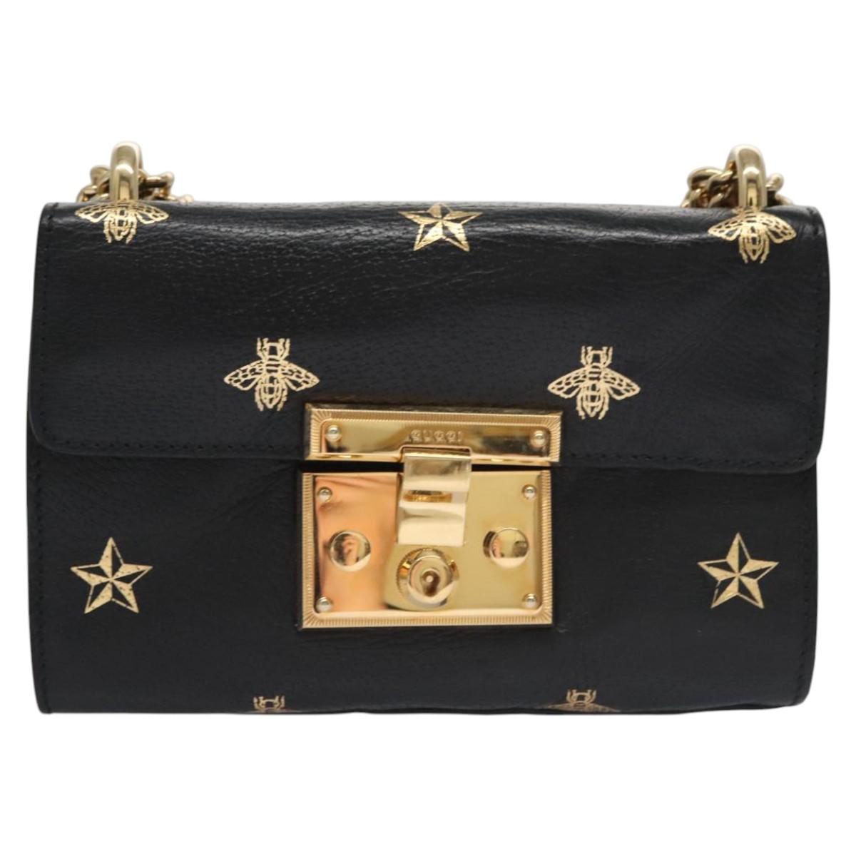 Gucci Padlock Black Leather Shoulder Bag (Pre-Owned)
