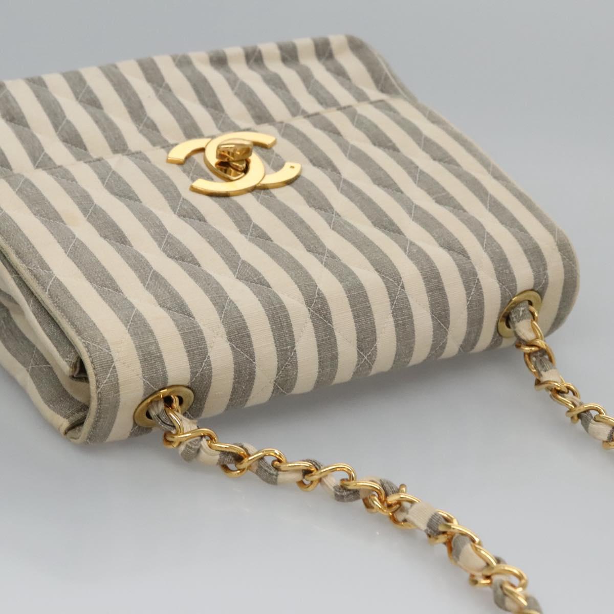 Chanel Cc Grey Canvas Shoulder Bag (Pre-Owned)