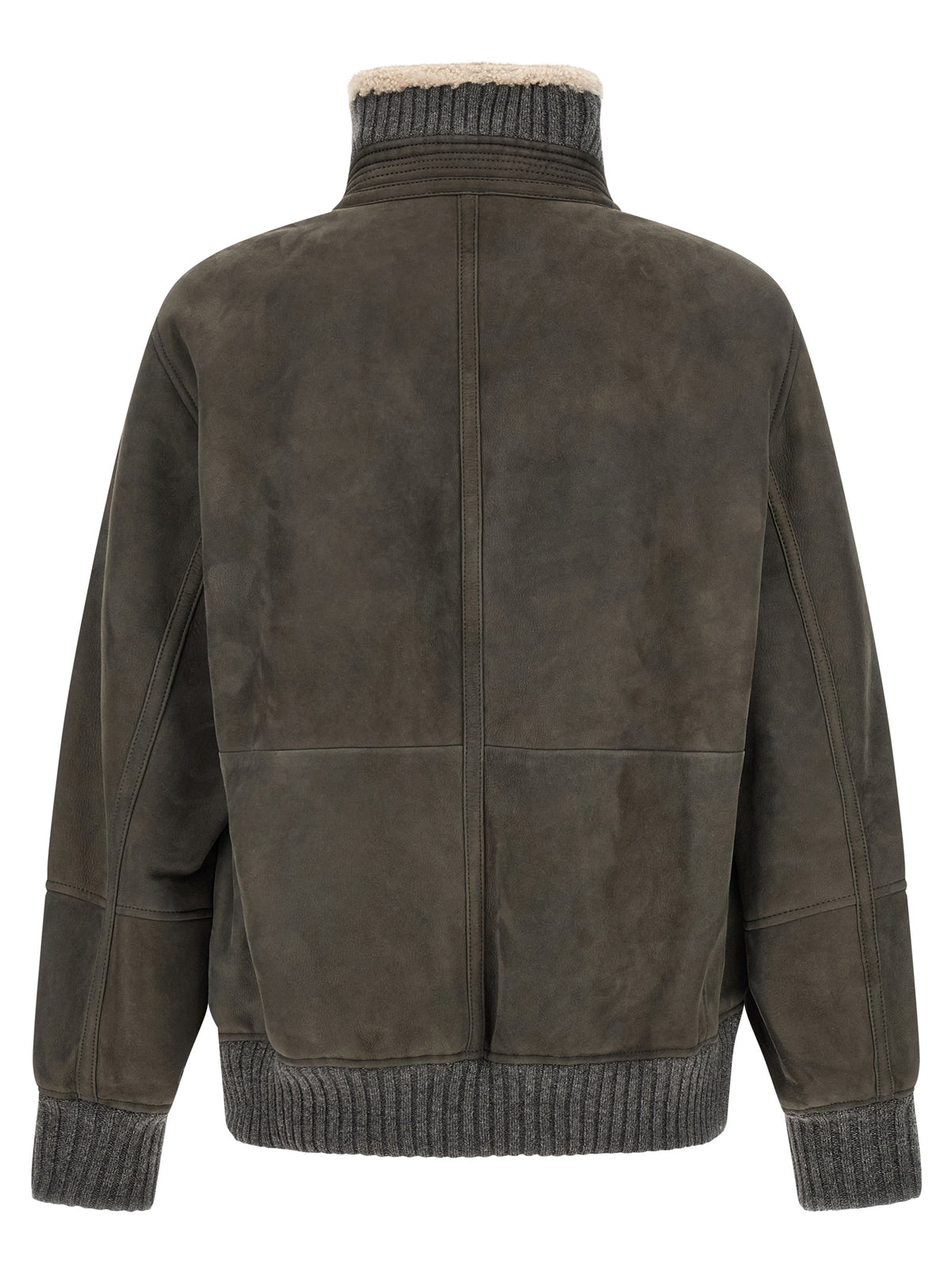 Brunello Cucinelli Gray Lamb Leather Leather Men's Jacket