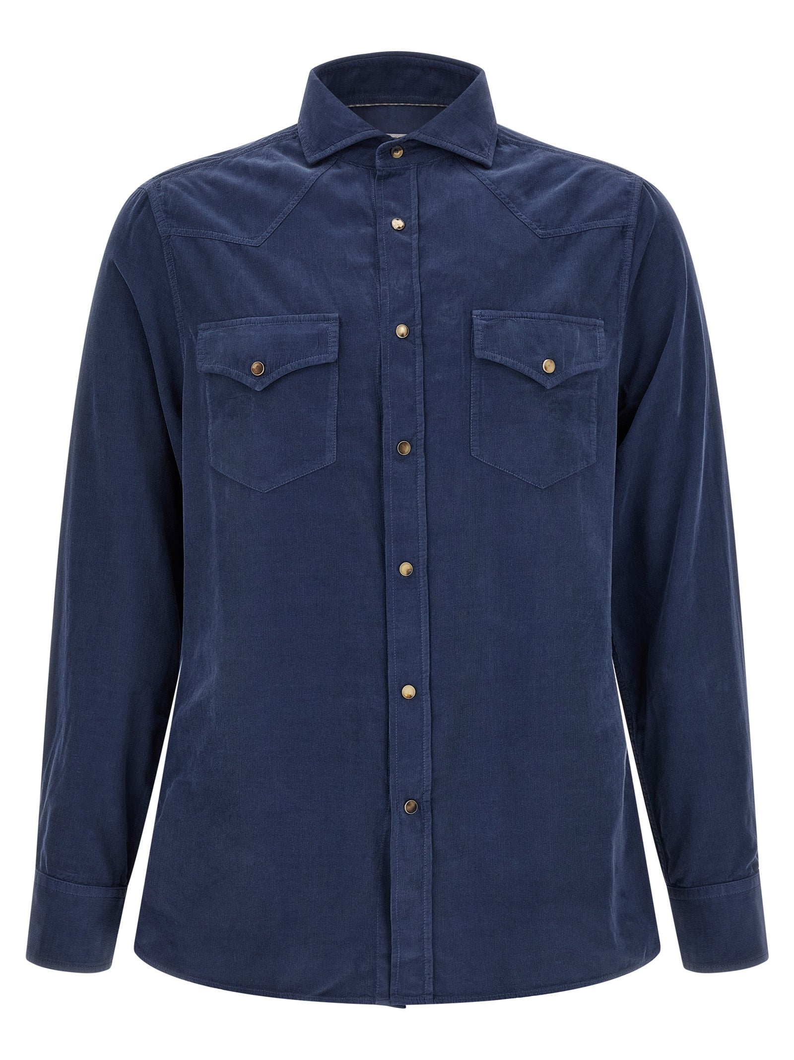 Brunello Cucinelli Blue Cotton Men's Blouse