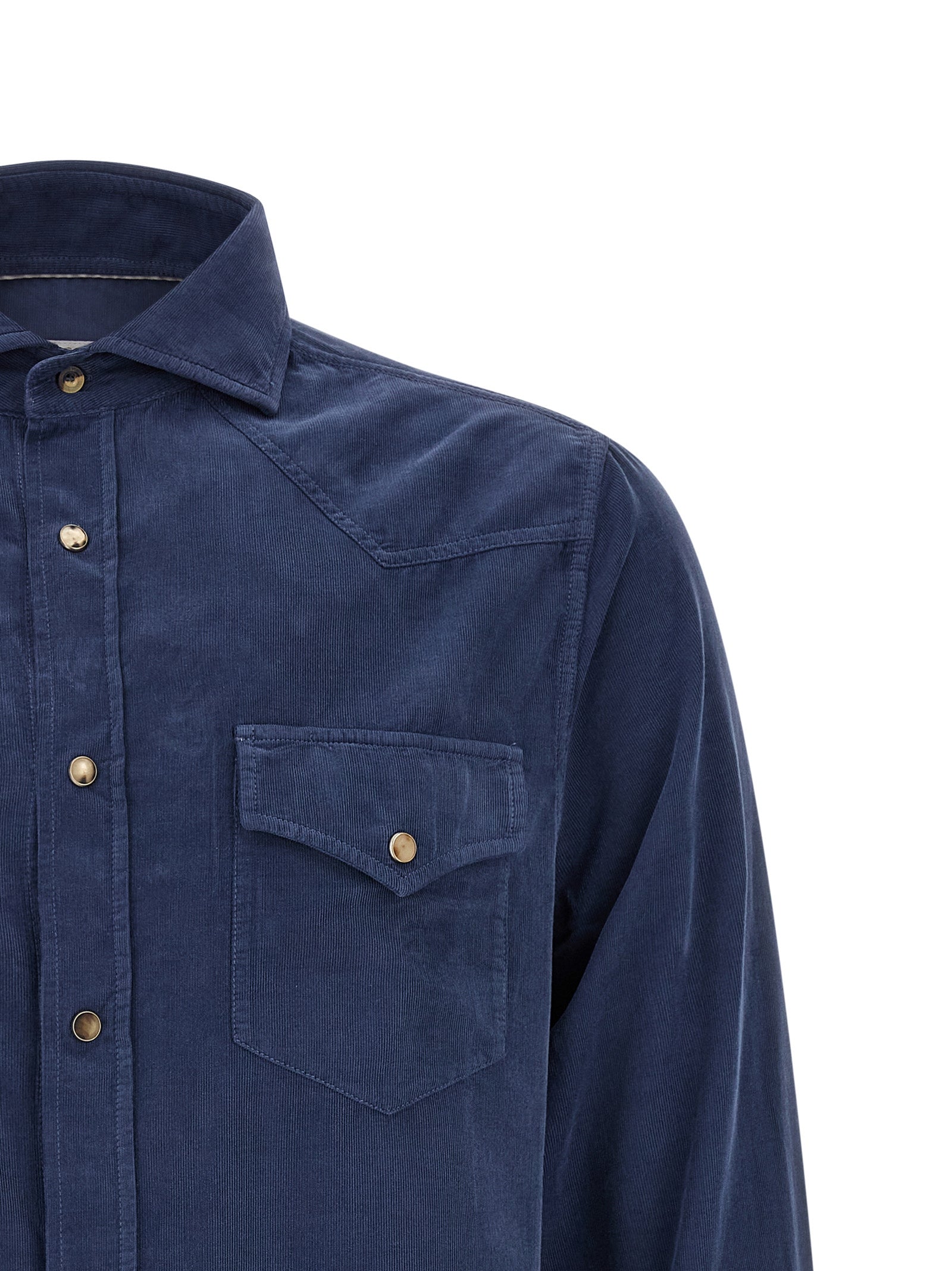 Brunello Cucinelli Blue Cotton Men's Blouse