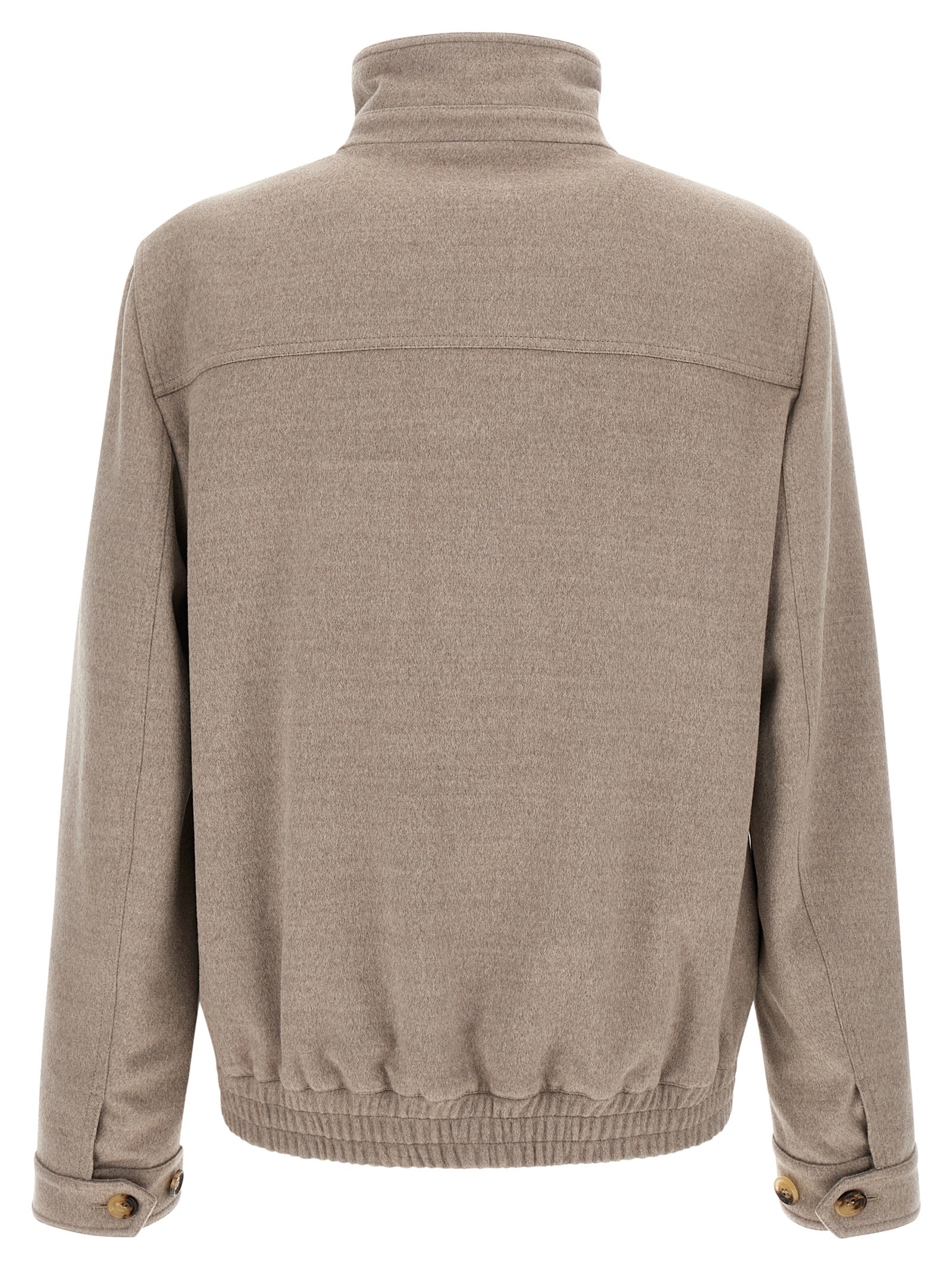 Brunello Cucinelli Beige Virgin Wool Men's Bomber