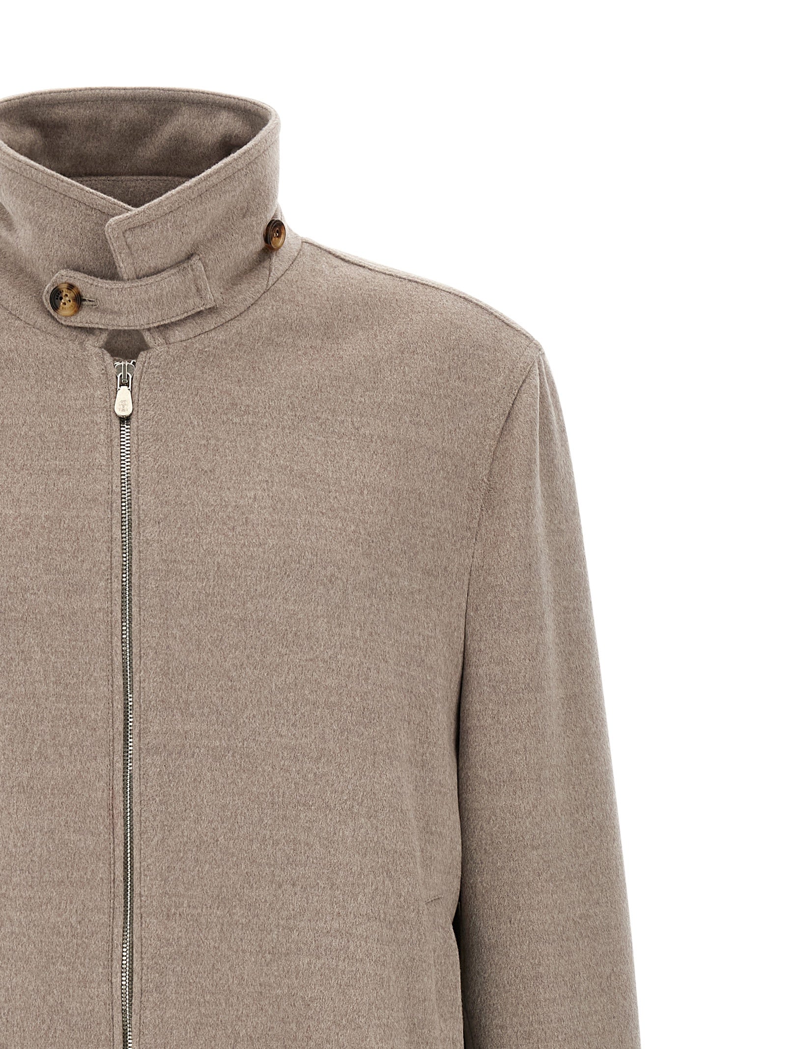 Brunello Cucinelli Beige Virgin Wool Men's Bomber