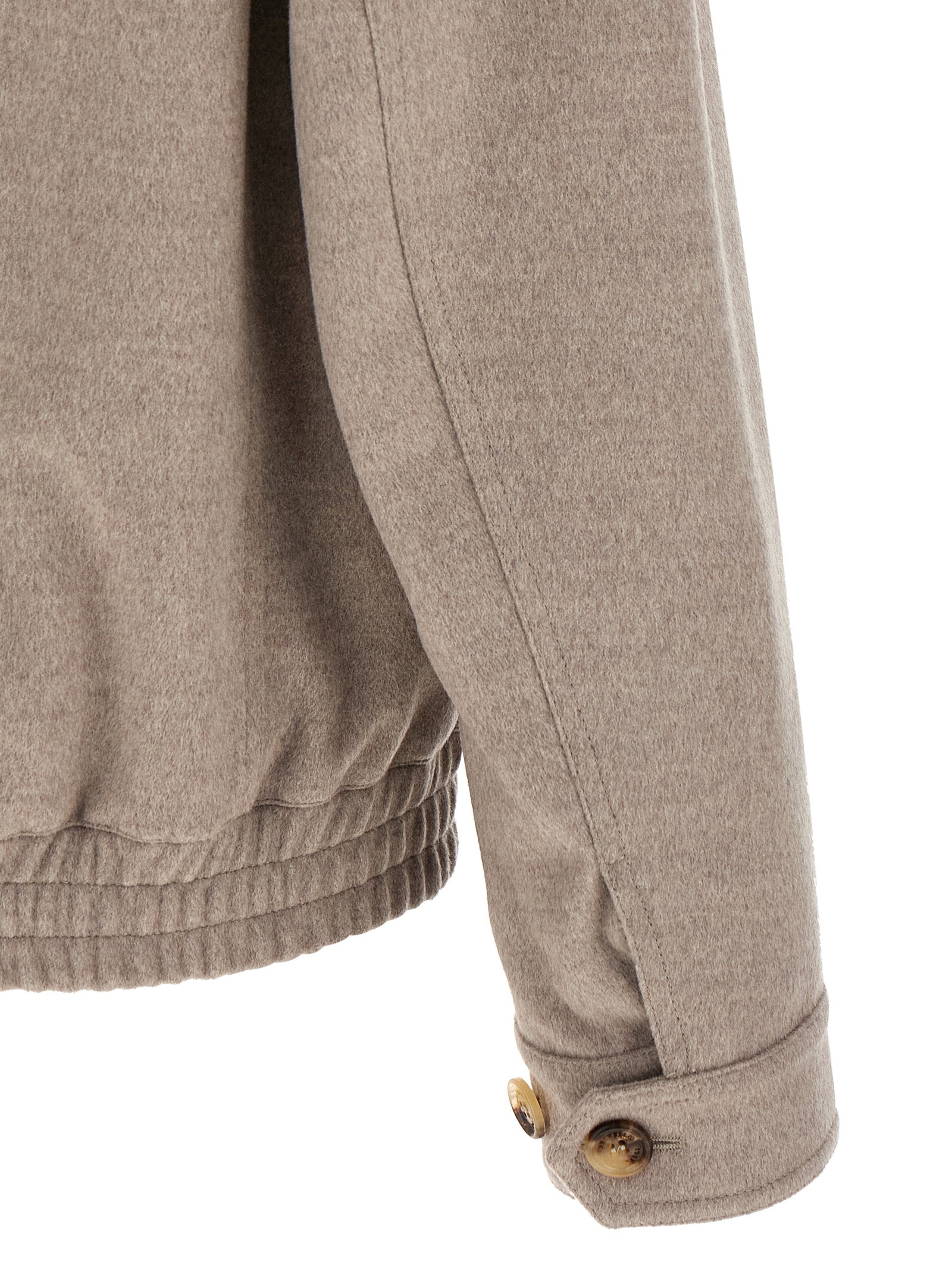 Brunello Cucinelli Beige Virgin Wool Men's Bomber