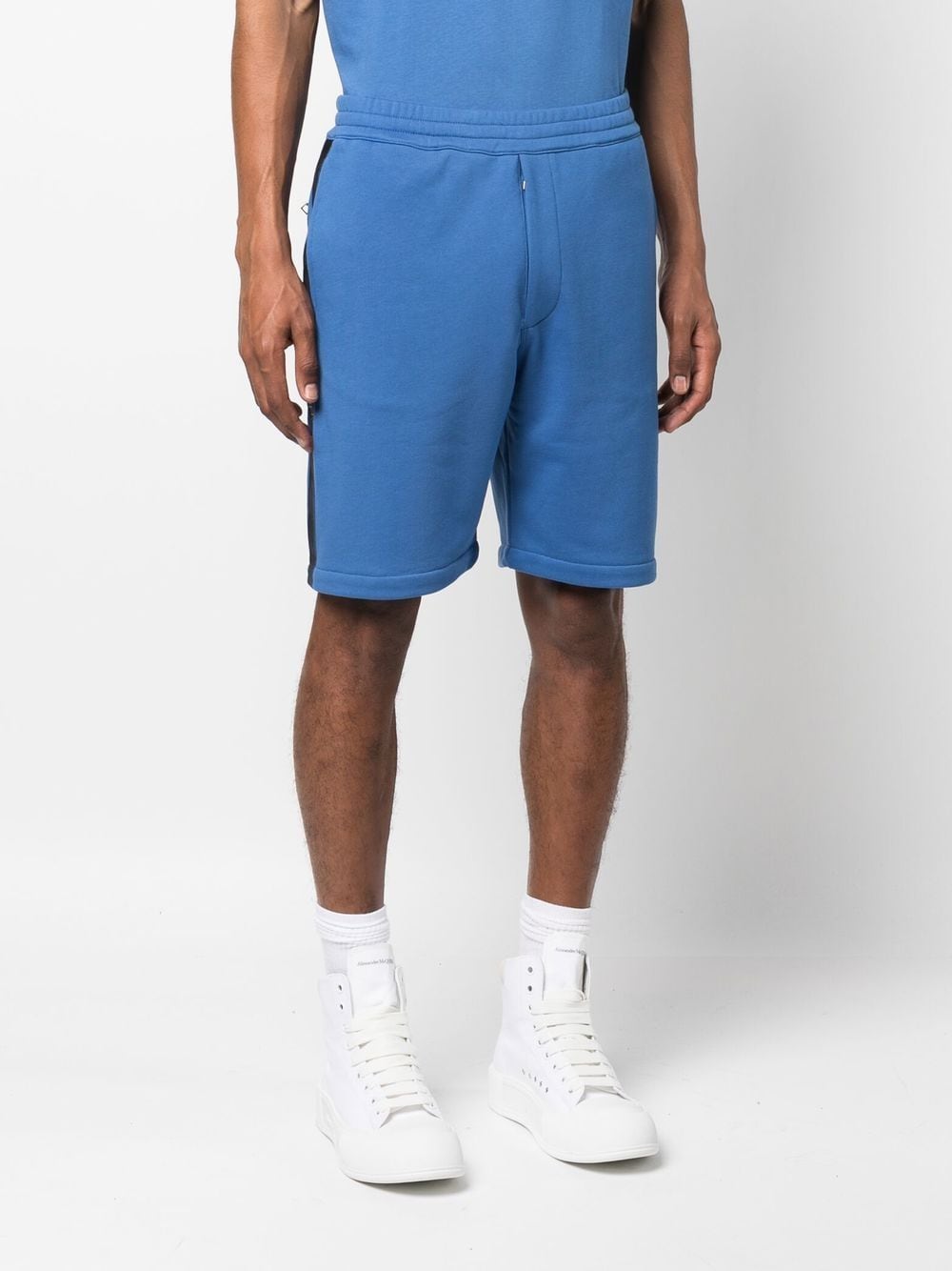 Alexander Mcqueen Men's Logo-Tape Jersey Shorts