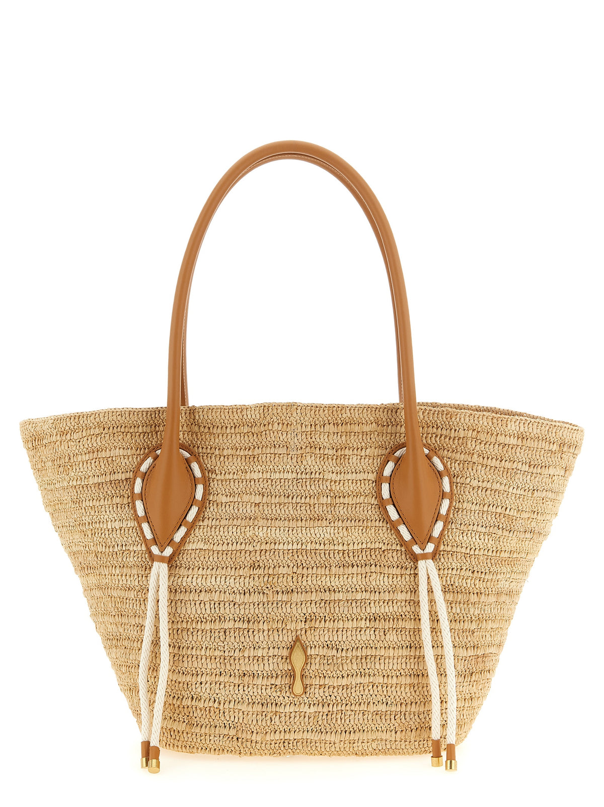 Christian Louboutin Beige Raffia Tote Women's Bag
