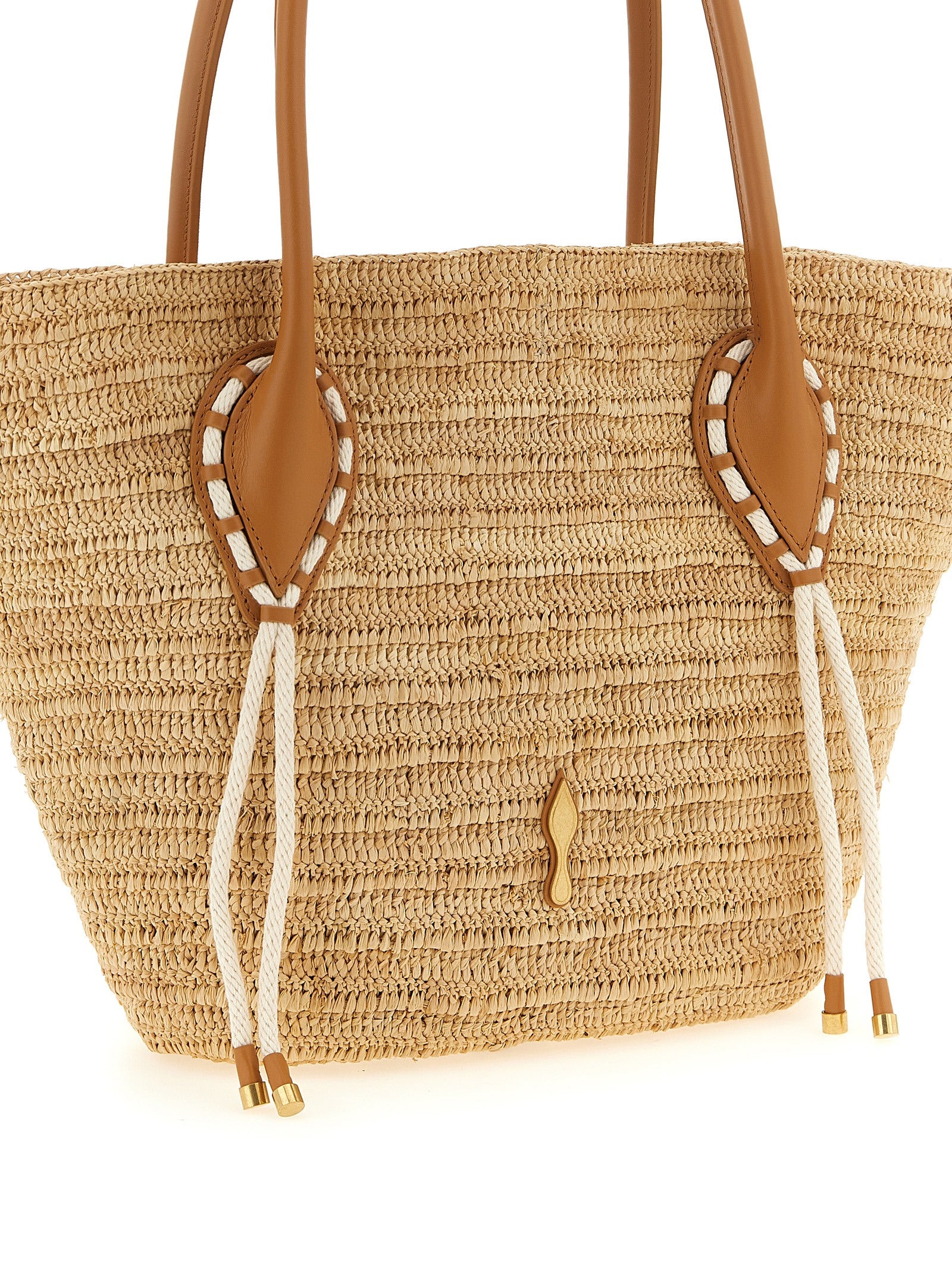 Christian Louboutin Beige Raffia Tote Women's Bag