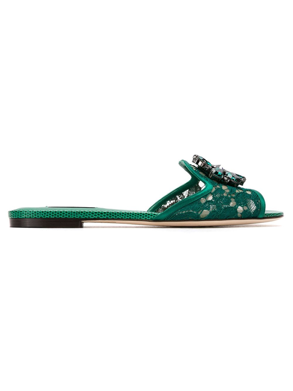 Dolce & Gabbana Women's Slippers In Lace With Crystals