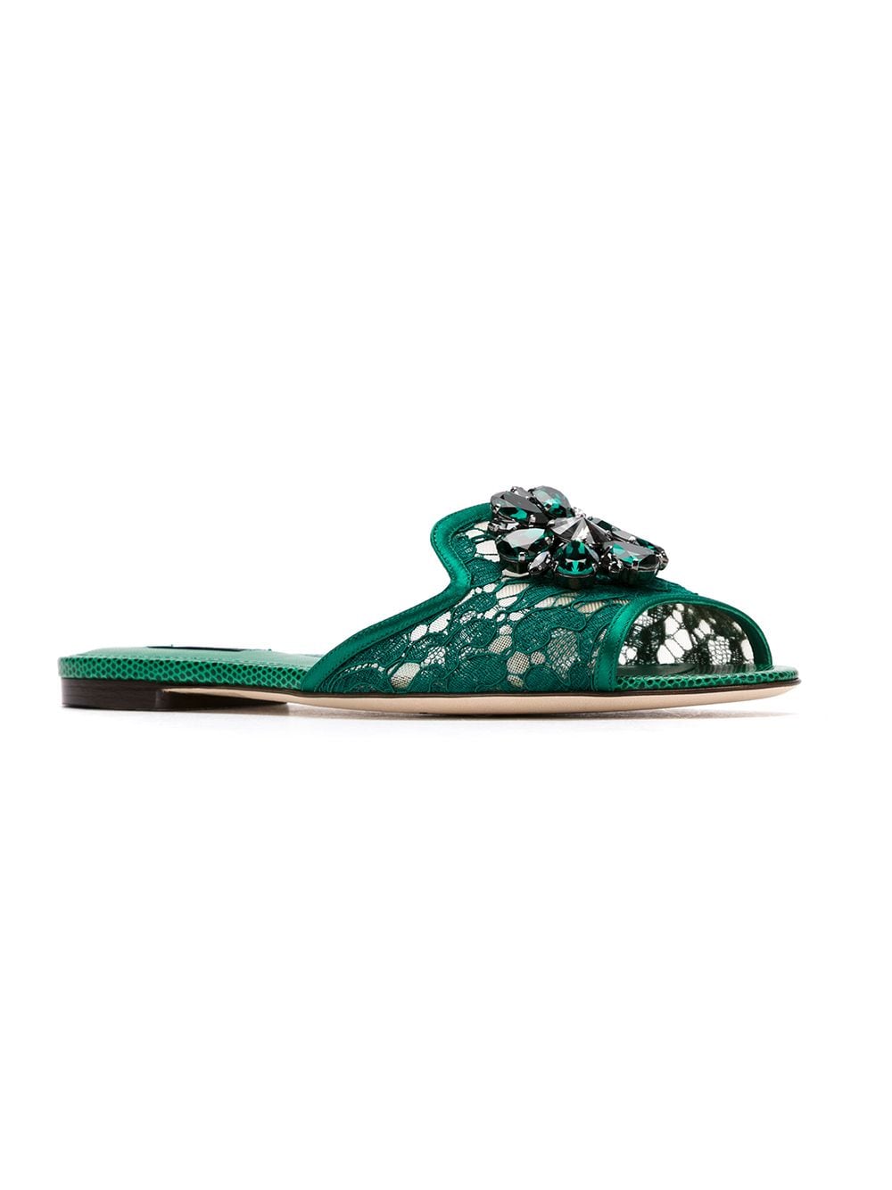 Dolce & Gabbana Women's Slippers In Lace With Crystals