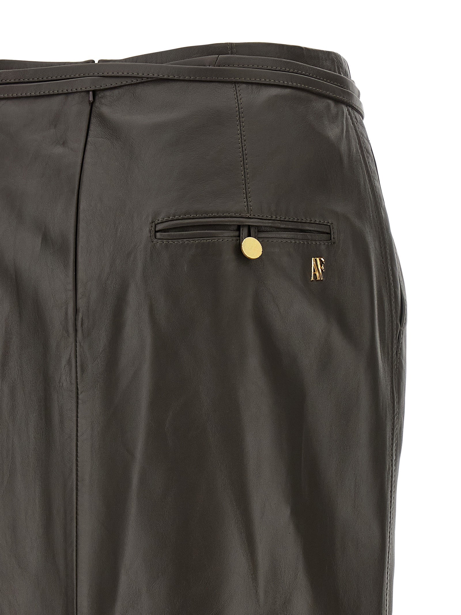 Alberta Ferretti Brown Lamb Leather Midi Women's Skirt