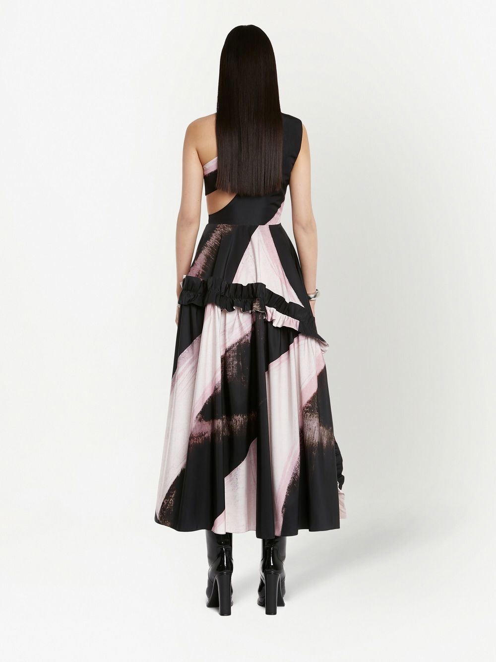 Alexander Mcqueen Women's One-Shoulder Printed Midi Dress
