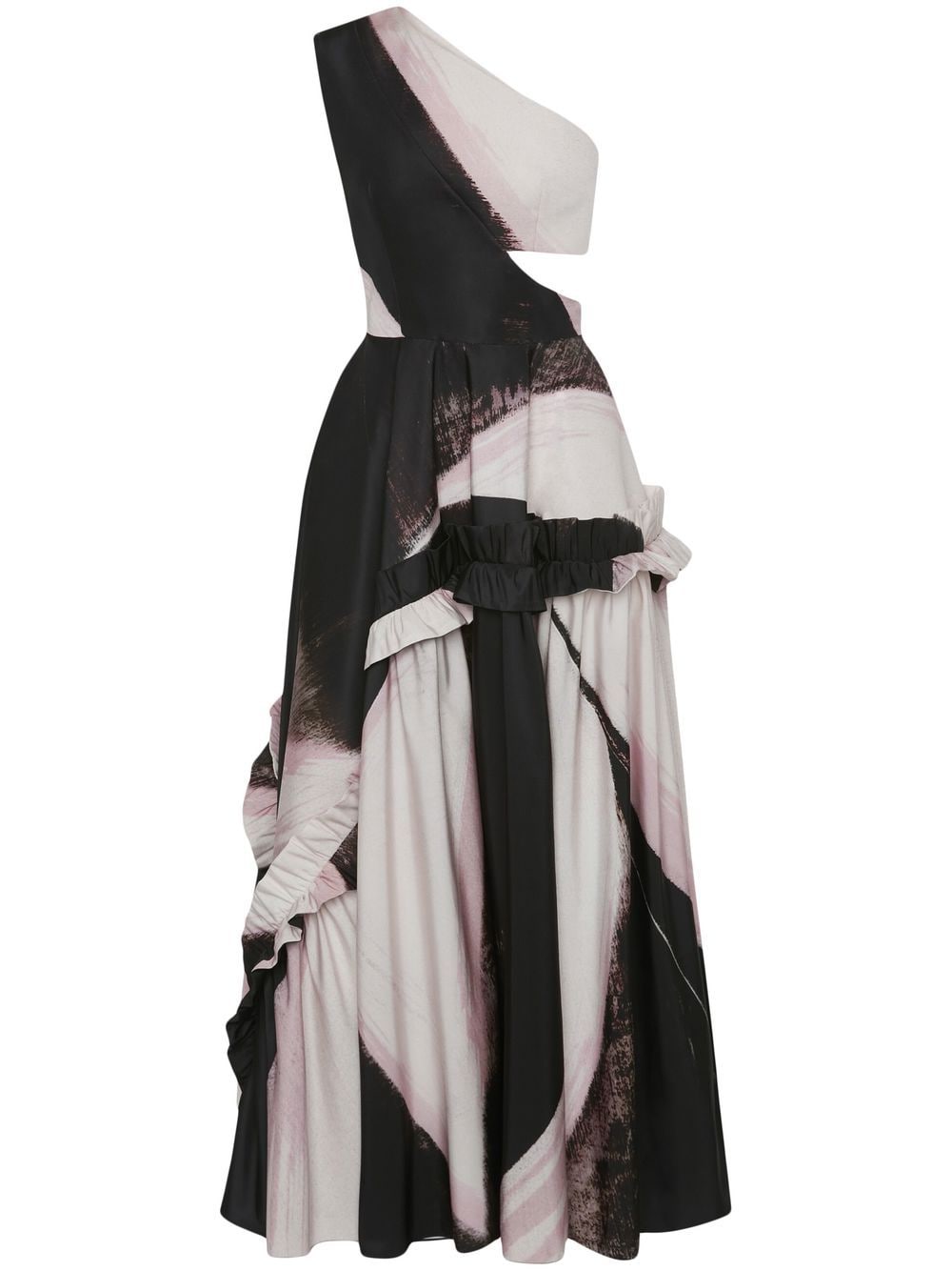 Alexander Mcqueen Women's One-Shoulder Printed Midi Dress