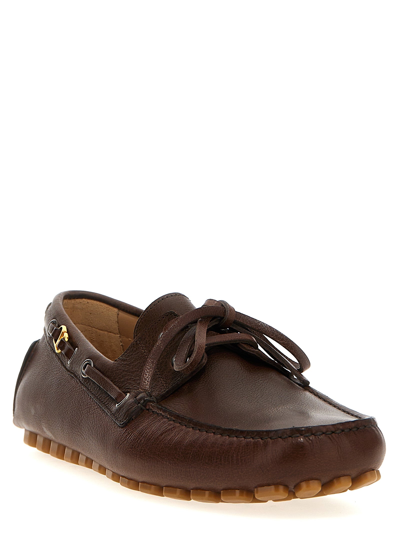 Valentino Garavani Brown Buffalo Leather Slip-On Men's Loafers