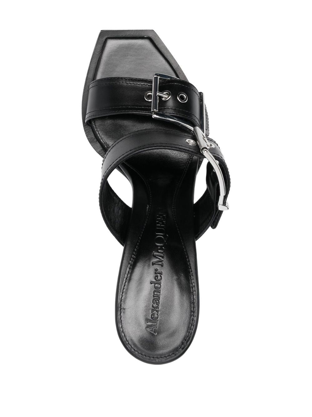 Alexander Mcqueen Women's 100Mm Buckled Leather Sandals