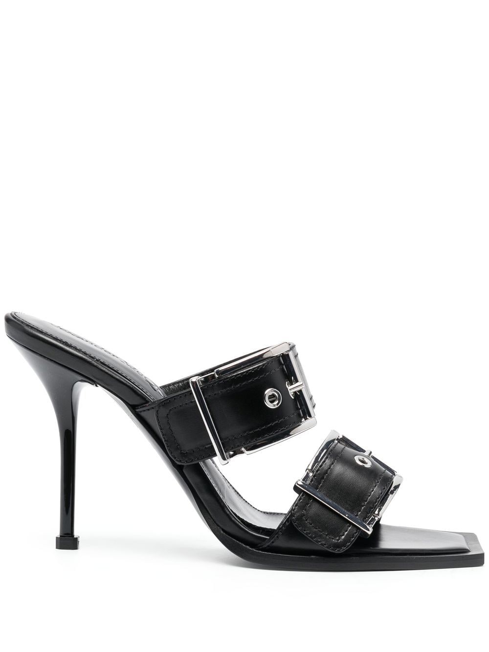 Alexander Mcqueen Women's 100Mm Buckled Leather Sandals