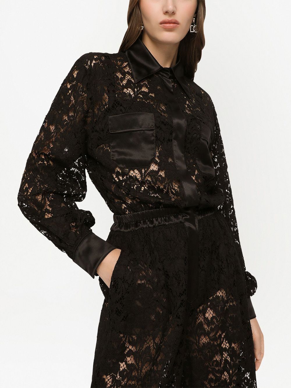 Dolce & Gabbana Women's Lace-Trim Long-Sleeve Jumpsuit