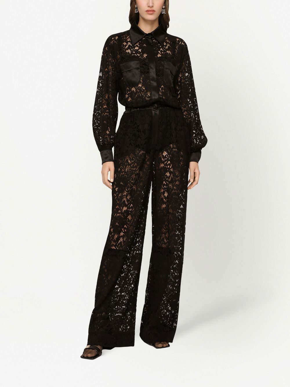 Dolce & Gabbana Women's Lace-Trim Long-Sleeve Jumpsuit