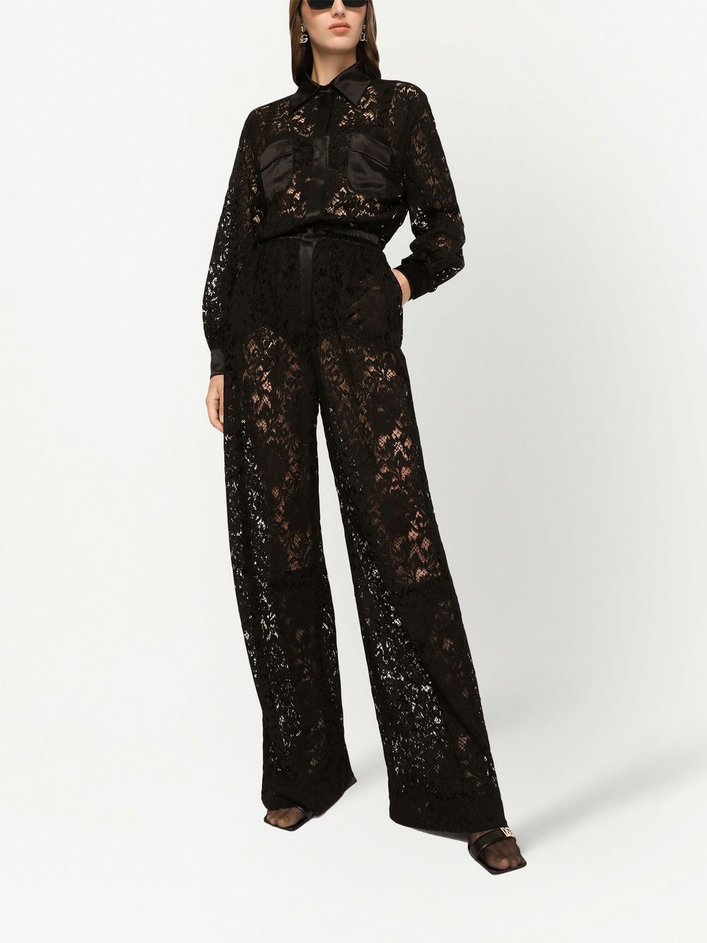 Dolce & Gabbana Women's Lace-Trim Long-Sleeve Jumpsuit