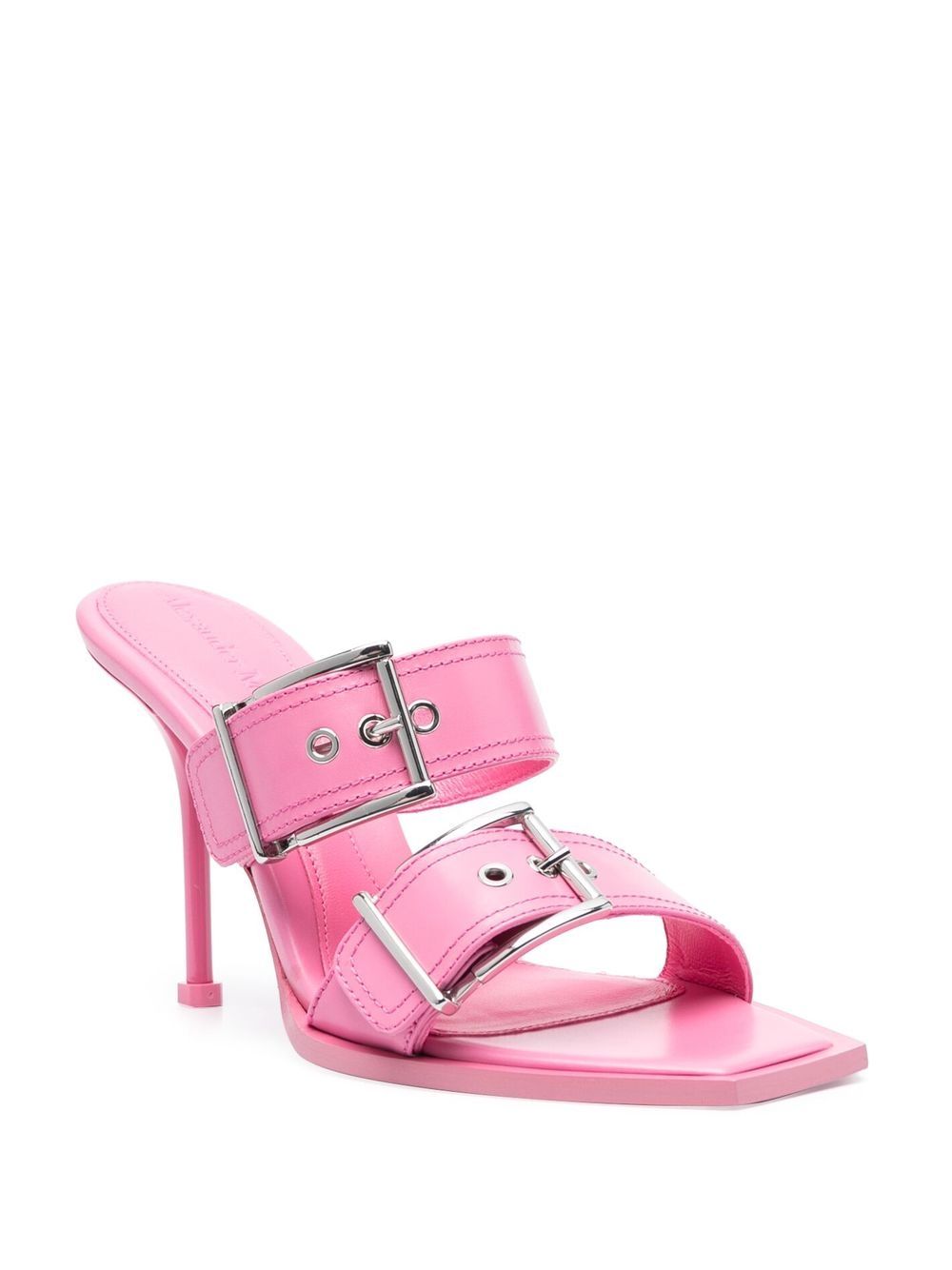 Alexander Mcqueen Women's 100Mm Buckle Leather Sandals