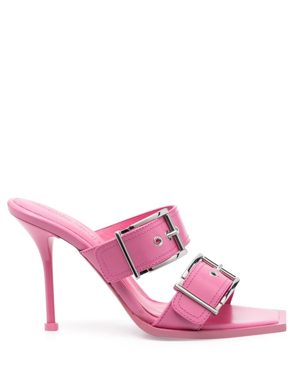 Alexander Mcqueen Women's 100Mm Buckle Leather Sandals