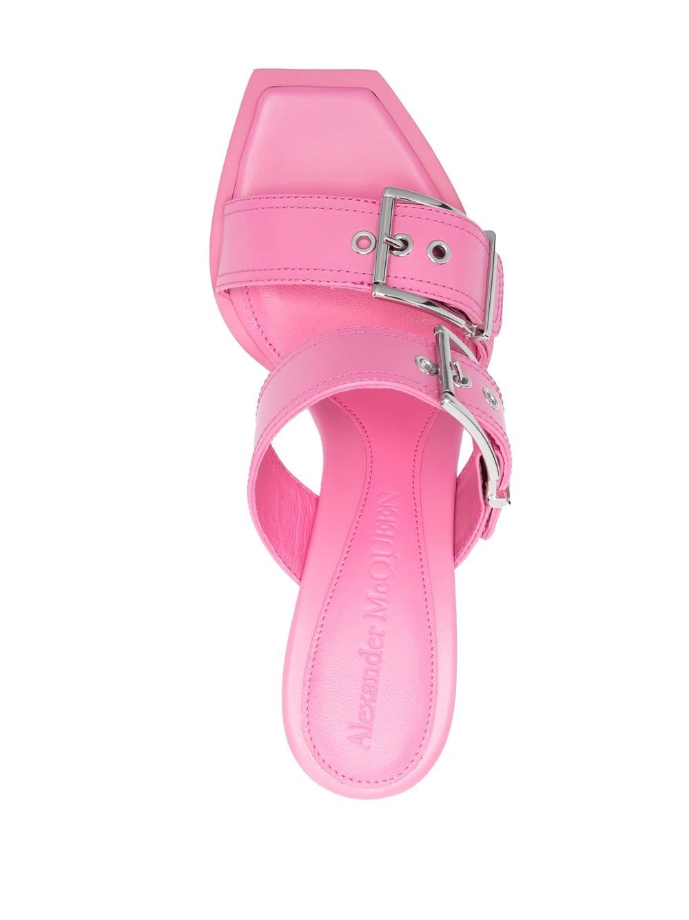 Alexander Mcqueen Women's 100Mm Buckle Leather Sandals