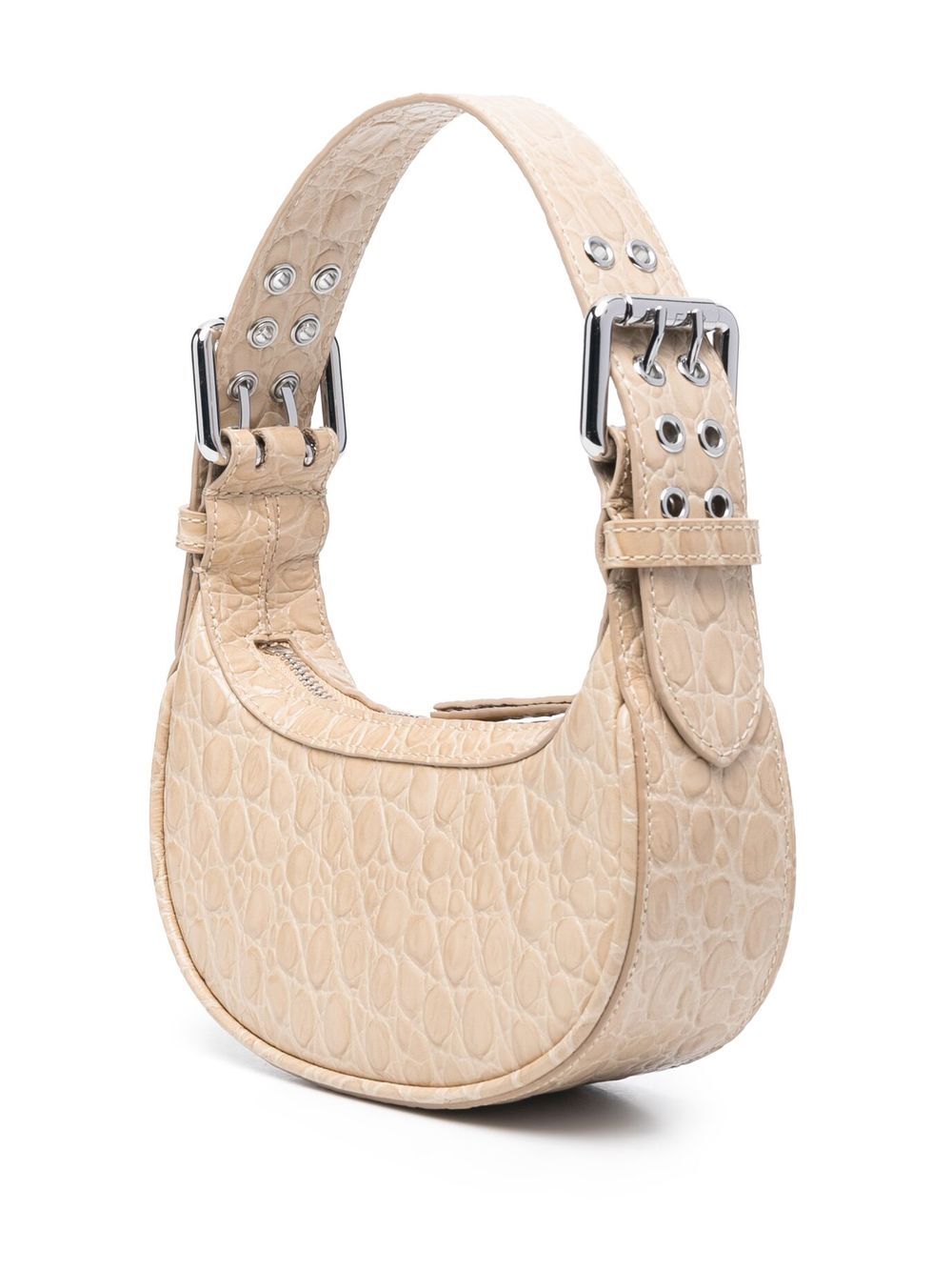 By Far Mini Soho Crocodile-Embossed Shoulder Bag