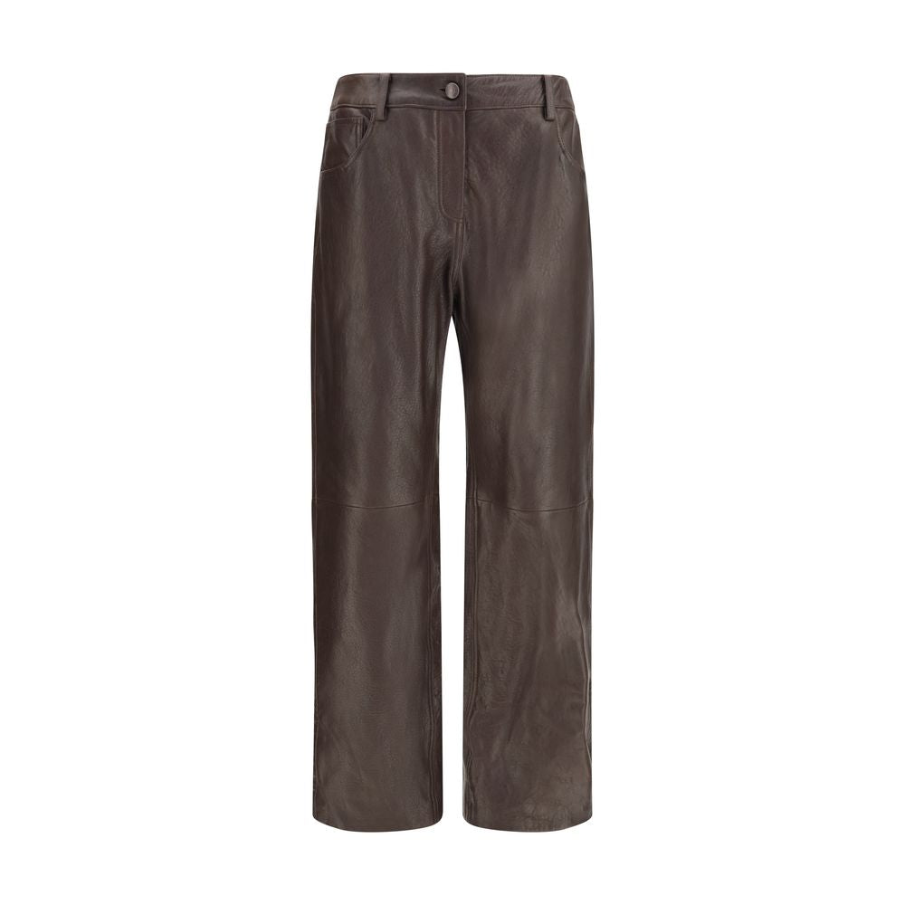 Magda Butrym Brown Leather Women's Pants