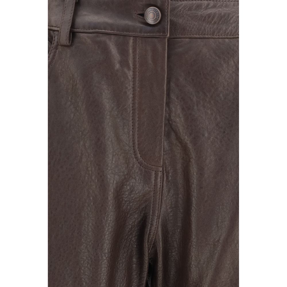 Magda Butrym Brown Leather Women's Pants
